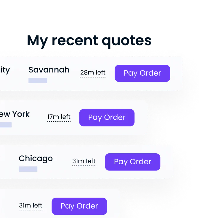 my recent shipping quotes