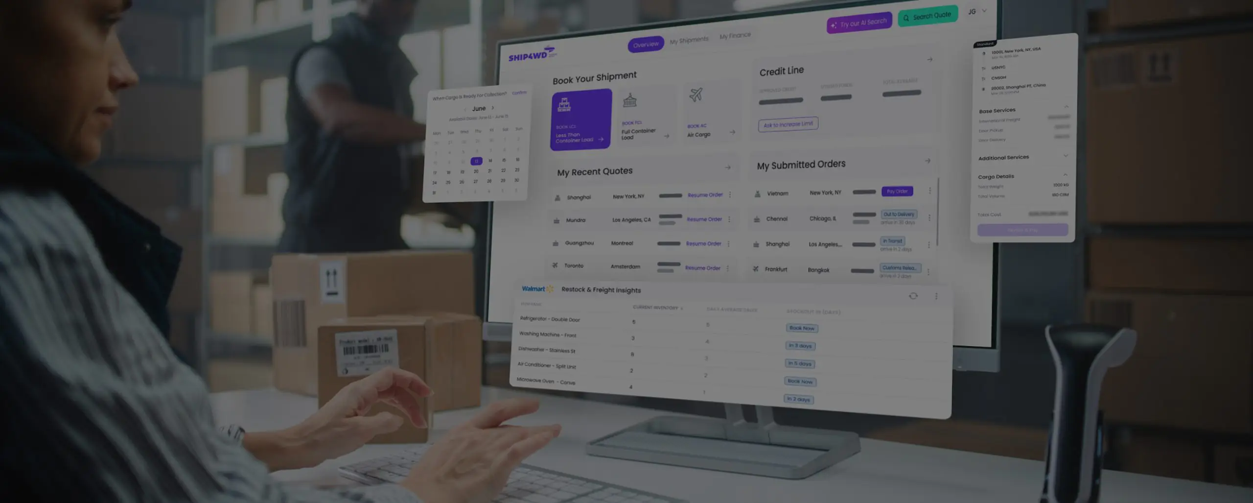 ship4wd interface in Freight Management Platform
