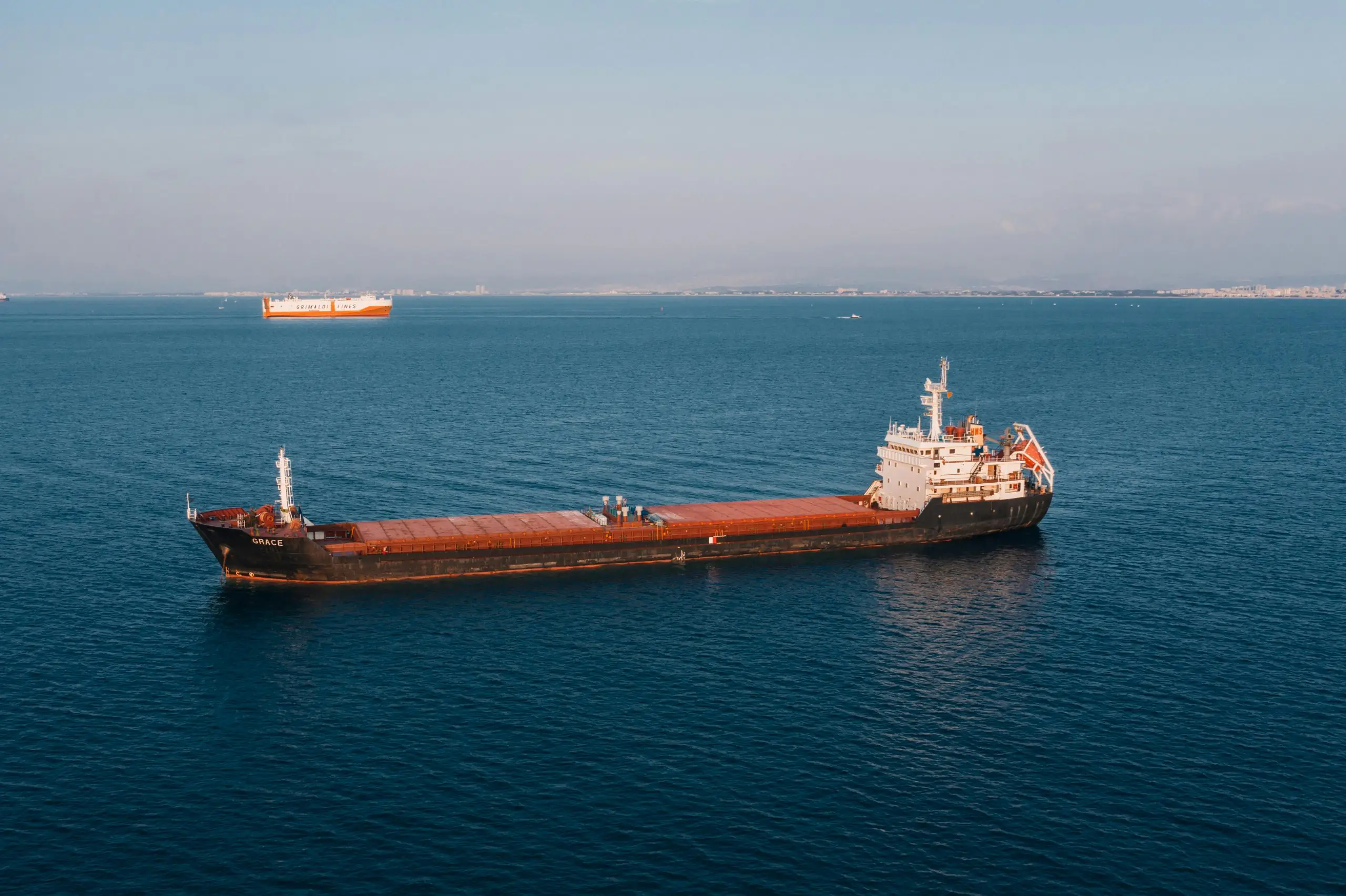 Brown and White Cargo Ship